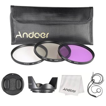 Andoer 67mm Filter Kit (UV+CPL+FLD)/Nylon Carry Pouch/Lens Cap/Lens Cap Holder/Lens Hood/Lens Cleaning Cloth