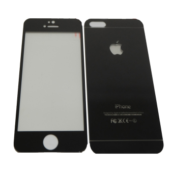 Rainbow Tempered Glass 2in1 Mirror Glossy For Apple iPhone 5G/5S/5SE Screen Protector / Pelindung layar - Hitam