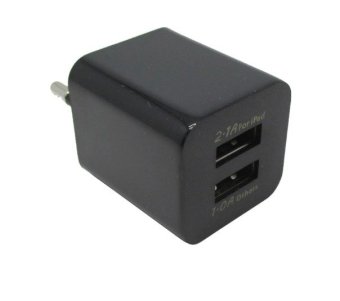 Dual USB Charger Europe Socket Plug - JBL1309 - Hitam