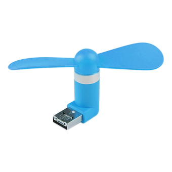 Amart 2 in1 Portable Mini Micro USB Fan for PC Tablets Android Smartphone Blue - intl