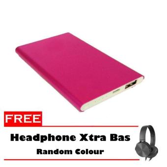Powerbank Ultra Slim 99000MAh Aluminium Case - Pink + Free Headphone Xtra Bass