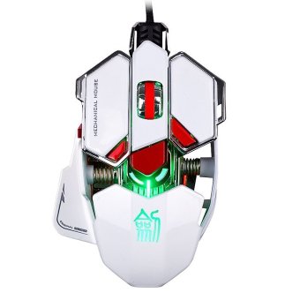 LUOM G10 9 Buttons DPI Adjustable Optical USB Wired Professional Macros Gaming Mouse (White)