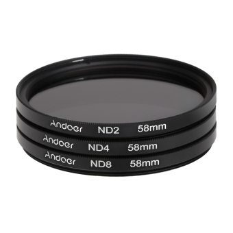Andoer 58mm Fader ND Filter Kit Neutral Density Photography Filter Set (ND2 ND4 ND8) for Nikon Canon Rebel T5i T4i EOS 1100D 650D 600D DSLRs