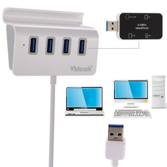 KUNPENG Vktech USB 3.0 4-Port Portable Hub with 2-Foot USB 3.0 Cable (Glossy White)