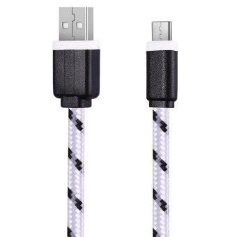 TimeZone 3M Type C USB 3. 1 Colorful Nylon Braided Transfer Data Sync Line Charging Cable (White)