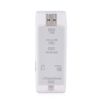i-Flash Drive HD USB Storage Device Mini Pendrive Micro SD U DiskTF Card Reader for 8pin iPhone 5/5s/6 plus for Samsung Android -White
