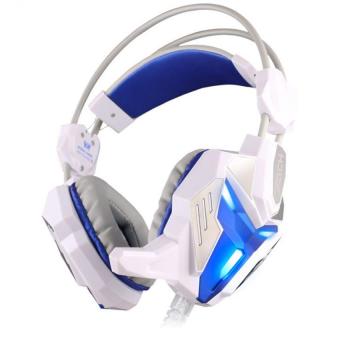 EACH G3100 Vibration Function Pro Gaming Headphone Games Headset with Mic LED Light for PC Gamer(White/Blue) - intl