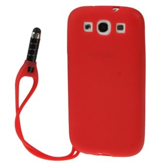 Multi Silicone Case with Stylus for Samsung Galaxy SIII / i9300 - Merah