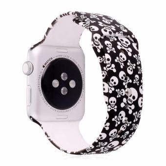 Apple Watch Strap 42MM Fashion Skeleton Soft Silicone Fitness Sport Band Replacement Wristband for Apple Watch Sport/Edition Series 2/Series 1 All Versions (Skull 42MM) - intl