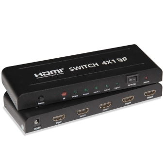 MiniCar HDSW4 - N 4 x 1 4 Inputs HDMI Switch Splitter with IR Remote Control for PS3 Xbox 360 DVD Blu-ray EU Plug Black size:eu plug(Color:Black)(Int:EU PLUG)(Intl) - intl