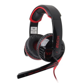 Stereo Gaming Headphone Headset Headband with Mic Volume Control Glaring LED Light for PC Game(Black Red)