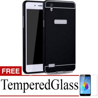 Case Aluminium Bumper With Sliding Case For Oppo Mirror 5 - Hitam + Gratis Tempered Glass