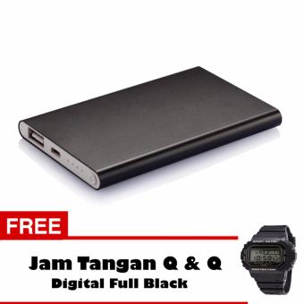 Powerbank Ultra Slim 99000MAh Aluminium Case - Hitam + Free Jam Tangan Q & Q