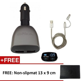 Capdase Car Charger 2USB 3.4 A and Volt Monitor + Lightning and Micro USB Cable - Silver Drivers Kit + Gratis Anti Skit