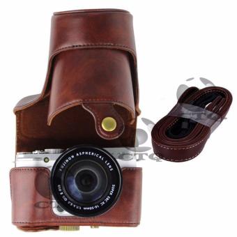 Icantiq Leather Case Sarung Bag Srap Camera For Fujifilm X-M1,X-A1/X-A2/XM1/XA2/XA1 Leather Pouch Camera Case Fuji film Kamera Fujifilm - Brown/ Coklat