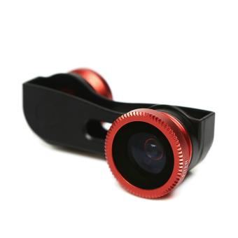 Lesung Fisheye 3 in 1 Photo Lens Quick Change Camera for iPhone 5/5s/SE - LX-S001 - Red