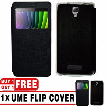 BUY 1 GET 1 | UME Flip Cover Case Leather Book Cover Delkin for Lenovo A2010 - Black + Free UME Flip Cover Case
