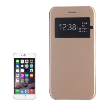 SUNSKY Leather Cover with Call Display ID for iPhone 6 Plus/6S Plus (Gold)
