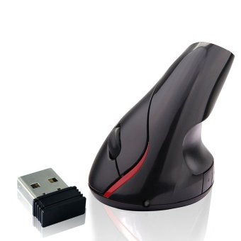 2,4 gHz Wireless Mouse optik ergonomis vertikal 5D tikus (hitam) - International