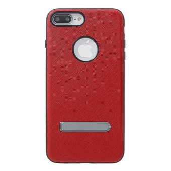 DEVIA Leather Coated PC + TPU Back Case with Kickstand for iPhone 7 Plus 5.5 Inch - Red - intl