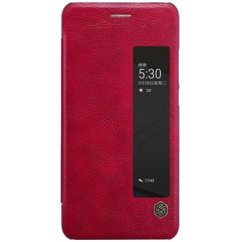 For Huawei P10 Flip Case Nillkin Qin Series PU Leather 360 degree protection Cover Flip Case With View Window 5.1\" (Red) - intl