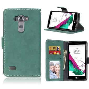 LG G4S Case, LG G4 Beat Case, SATURCASE Retro Frosted PU Leather Flip Magnet Wallet Stand Card Slots Case Cover for LG G4S / G4 Beat H735 (Green) - intl