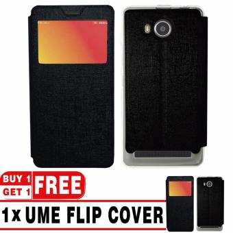 BUY 1 GET 1 | UME Flip Cover Case Leather Book Cover Delkin for Lenovo A7700 - Black + Free UME Flip Cover Case