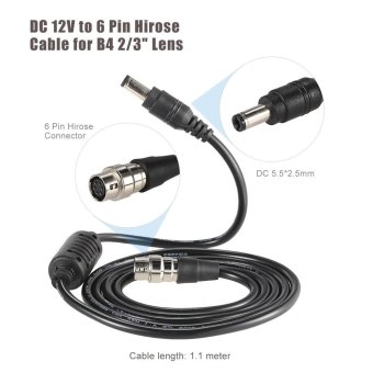 DC 12V to 6 Pin Hirose Cable for AF100 GH2 Power for Fujinon Canon Nikon B4 2/3\" Lens Cable Length 1.1m - intl