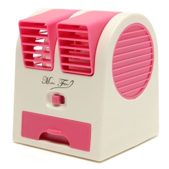Mini Small Fan Portable Dual Bladeless (Rose Pink) (Color:As First Picture) - intl