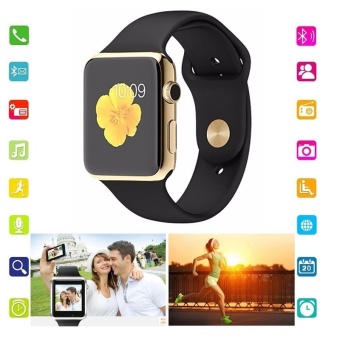 New Arrive A1 Watch Phone Bluetooth Smartwatch for Android Samsung S5 S6 Note 4 Note 5 HTC Sony LG and iPhone 5 5S 6 6 Plus Smartphone(Black&Gold)