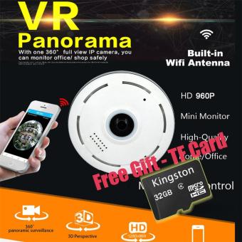 With Free 32G TF Card Panoramic WiFi HD 960P Home Business Security IP Camera with Real Time 32ft Night View 360 Degree Coverage Without Any Blind Spot - intl