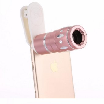 Mobile Telephone Lens, Lantoo 10X Zoom Telescope Camera Lens, Unique Clip Telephoto Lens for Iphone 6 6s 7 Samsung Galaxy Smartphone and Tablet(rose gold) - intl