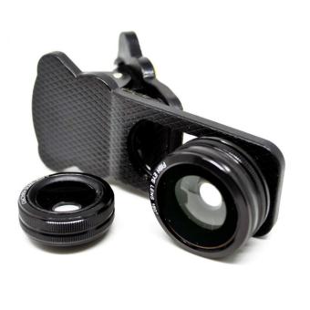 Lesung Universal Clip 3 in 1 Photo Lens (180 Degree Fisheye Lens + 0.67x Wide Lens + Macro Lens) for Smartphone - LX-U301 - Black