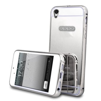 Case Bumper 2 in 1 Slide Mirror Aluminium Casing Softcase untuk Oppo Mirror 5 A51W Cover Sliding - Silver