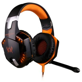 G2000 Over-Ear Gaming Headphone Headset with Mic Stereo Bass LED Light for PC Game (Orange)