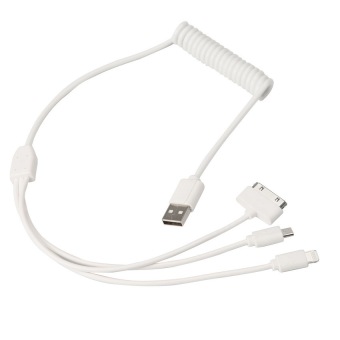 POSSBAY 45cm 3in1 USB Data Cable Sync Charger Cord White ForSamsung iPhone Android SmartPhone Tablet - intl