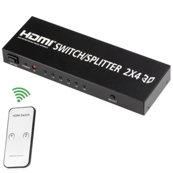 MiniCar 2 x 4 HDMI Splitter Support 3D 1080P with Audio Interface EU Plug for HDTV PSP - 100 - 240V Black size:eu plug(Color:Black)(Int:EU PLUG)(Intl) - intl