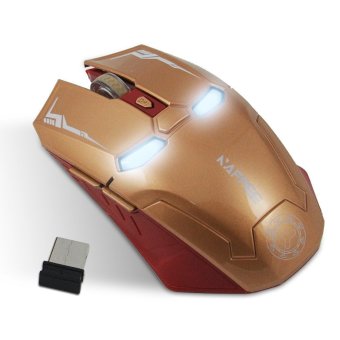 2.4GHz Wireless Optical Mouse with 6 Buttons Iron Man Wireless Mouse Gold - intl