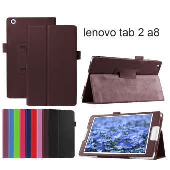 Desain elegan lengkeng Moonmini PU kulit penutup pintar untuk Lenovo tab 2 A8 tablet sampul buku - Coklat