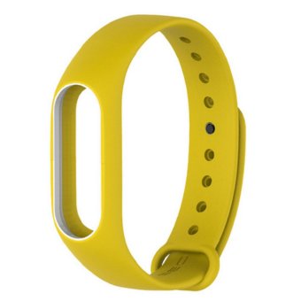 Lantoo Newest Replace Strap for Xiaomi Mi Band 2 MiBand 2 Silicone Wristbands Colorful Double Color Smart Bracelet for Xiomi Mi Band 2(yellow +white) - intl
