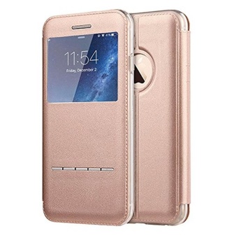 iPhone 7 Plus Case, [Touch Series] [View Window] Folio Flip PU Leather Case [Magnetic Closure], Unique Case for iPhone7 Plus with Stand & Metal Sensor 5.5 inch (Rose Gold) - intl