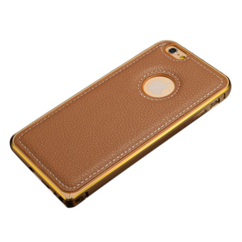 Moonar PU Leather Case With Metal Frame Cover for Iphone 6 4.7 inchs (Coffee)