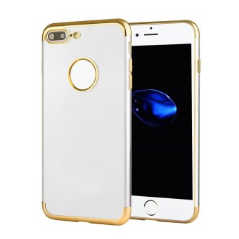 HAT PRINCE Plating TPU Phone Shell for iPhone 7 Plus with 0.2mm 9H 3D Tempered Glass Screen Protector Aluminum Alloy Edges - Gold - intl