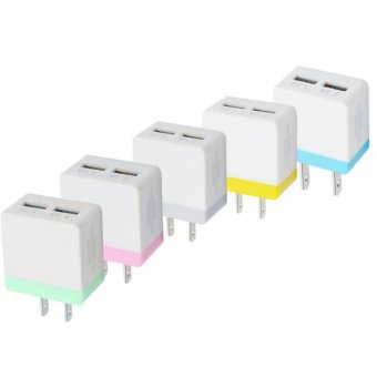Square Candy Color Charger 2.1A USB Dual Port Cable Wall Charger Charging Head USB Adapter - intl