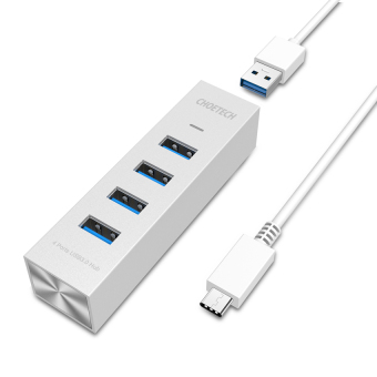 CHOETECH C untuk USB 4 Port USB 3.0 USB HUB untuk Type C perangkat termasuk New Macbook 30.48 cm ChromeBook Pixel dan lebih (Perak aluminium)