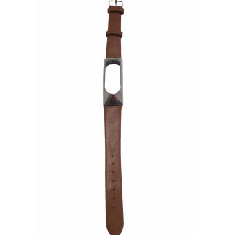 4Connect Real Leather bracelet replacement for MiBand 2 Brown