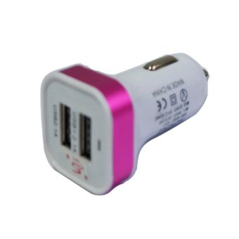 Rainbow Car Charge/Charger Mobil USB 2in1 Output 5V-2.1 A - Pink