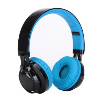Wireless Bluetooth Foldable Led Headphones With Micophone Super Bass Sports Stereo Headset With FM Radio TF Card - Blue - intl
