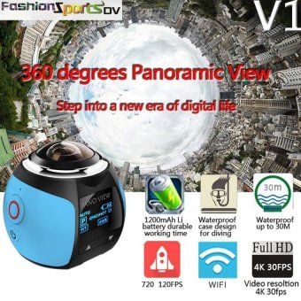 ooplm 4K 360 Degree Wifi Panoramic Camera Ultra HD2448x2448MiniSport Action Driving VR Camera. Blue - intl