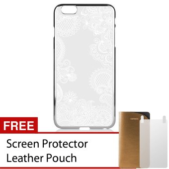 Capdase Karapace Mystery Jacket Hard Case for iPhone 6 - Putih Flower + Gratis Screen Protector + Leather Pouch